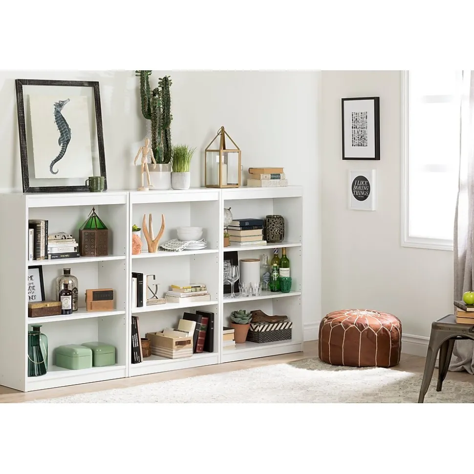 South Shore Axess 3-Shelf Bookcase, Pure White (7250766C)