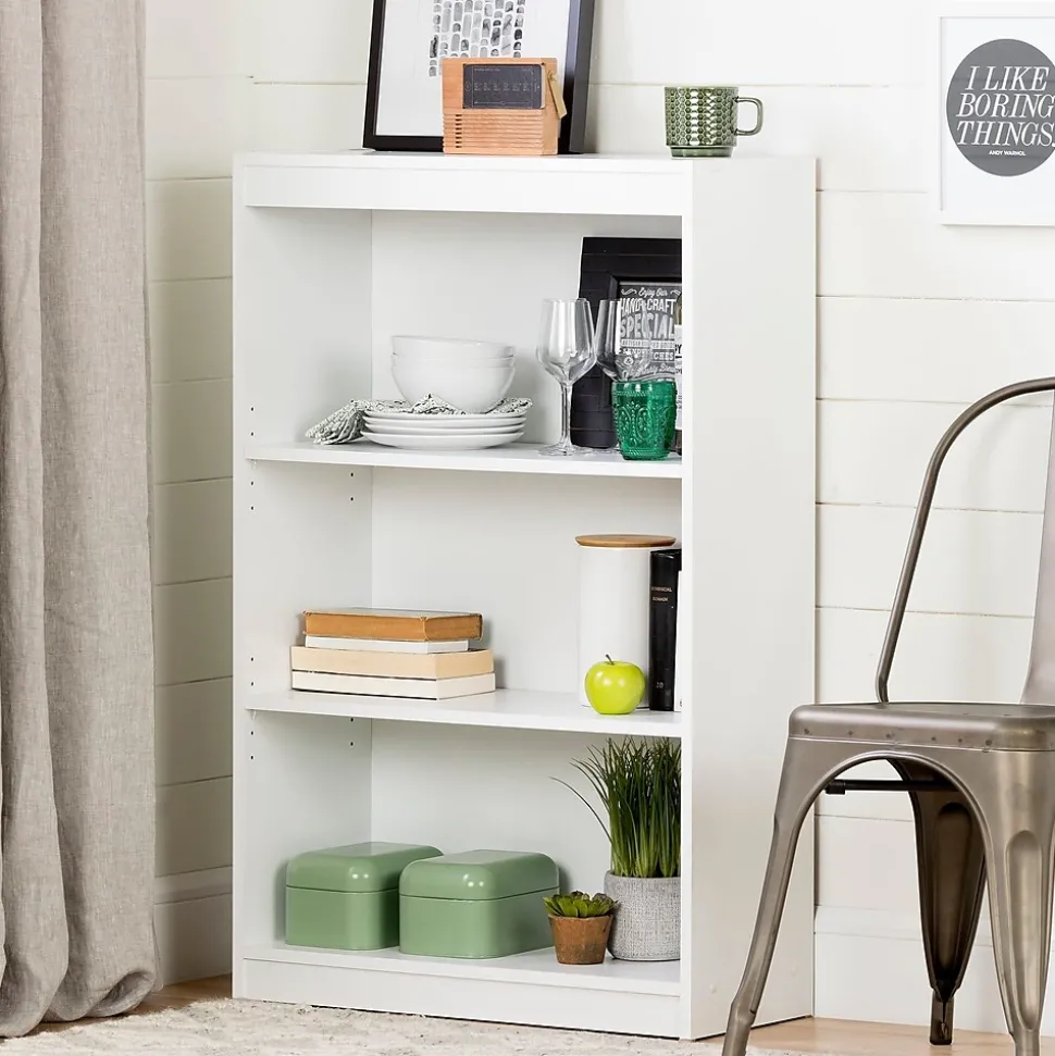 South Shore Axess 3-Shelf Bookcase, Pure White (7250766C)