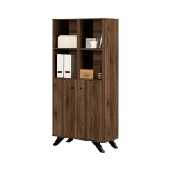 South Shore Helsy 65.25" 6-Shelf Bookcase with Adjustable Shelf, Natural Walnut Laminated Particleboard (13868)