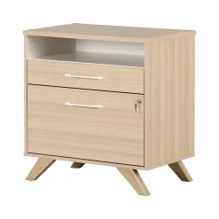 South Shore Helsy 2-Drawer Lateral File Cabinet, Letter/Legal Size, Lockable, 30.25"H x 29"W x 18.5"D, Soft Elm/White (13304)