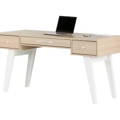 South Shore Helsy 60"W Computer Desk, Soft Elm/White (13297)