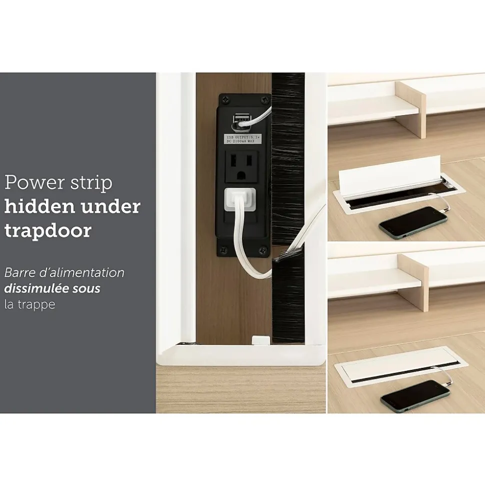 South Shore Helsy 78"W L-Shaped Computer Desk with Removable Hutch, Soft Elm/White (13298)