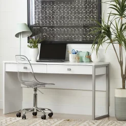 South Shore Interface Desk with 2 Drawers, White (10536)