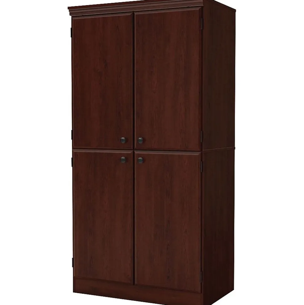 South Shore Morgan 62.5" Particle Board Storage Cabinet with 3 Shelves, Royal Cherry (7246971)