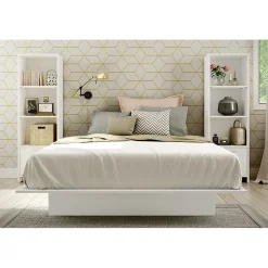 South Shore Step One Narrow 3-Shelf Bookcase with Door, Pure White (10249)