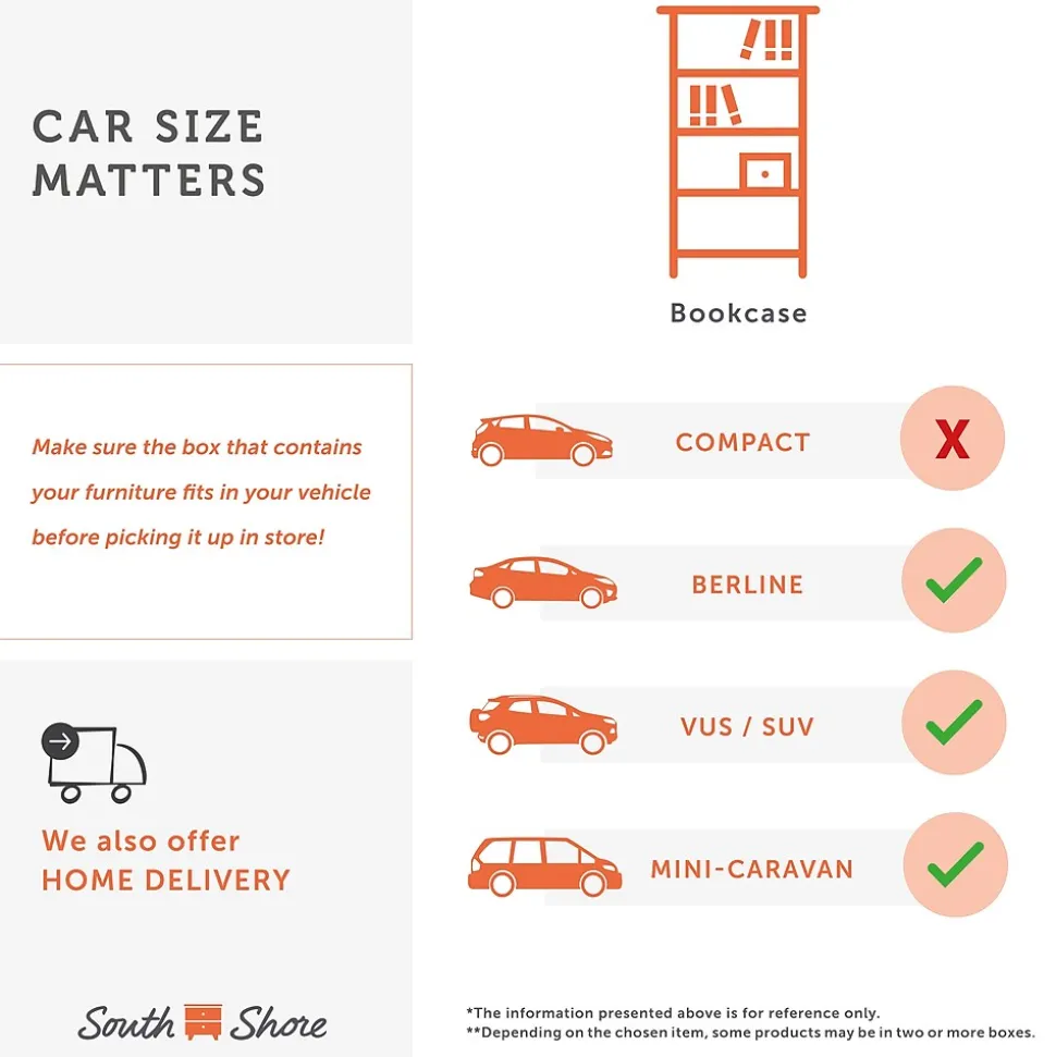 South Shore Step One Narrow 3-Shelf Bookcase with Door, Pure White (10249)