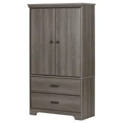 South Shore Versa 2-Door Armoire with Drawers, Gray Maple (10604)