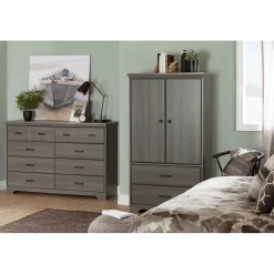 South Shore Versa 2-Door Armoire with Drawers, Gray Maple (10604)