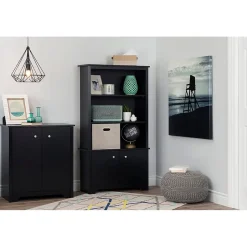 South Shore Vito Small 2-Door Storage Cabinet, Pure Black (10329)