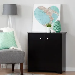 South Shore Vito Small 2-Door Storage Cabinet, Pure Black (10329)