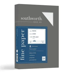 Southworth 8.5" x 11" Business Paper, 32 Lbs., Linen, 250/Box (J558C)