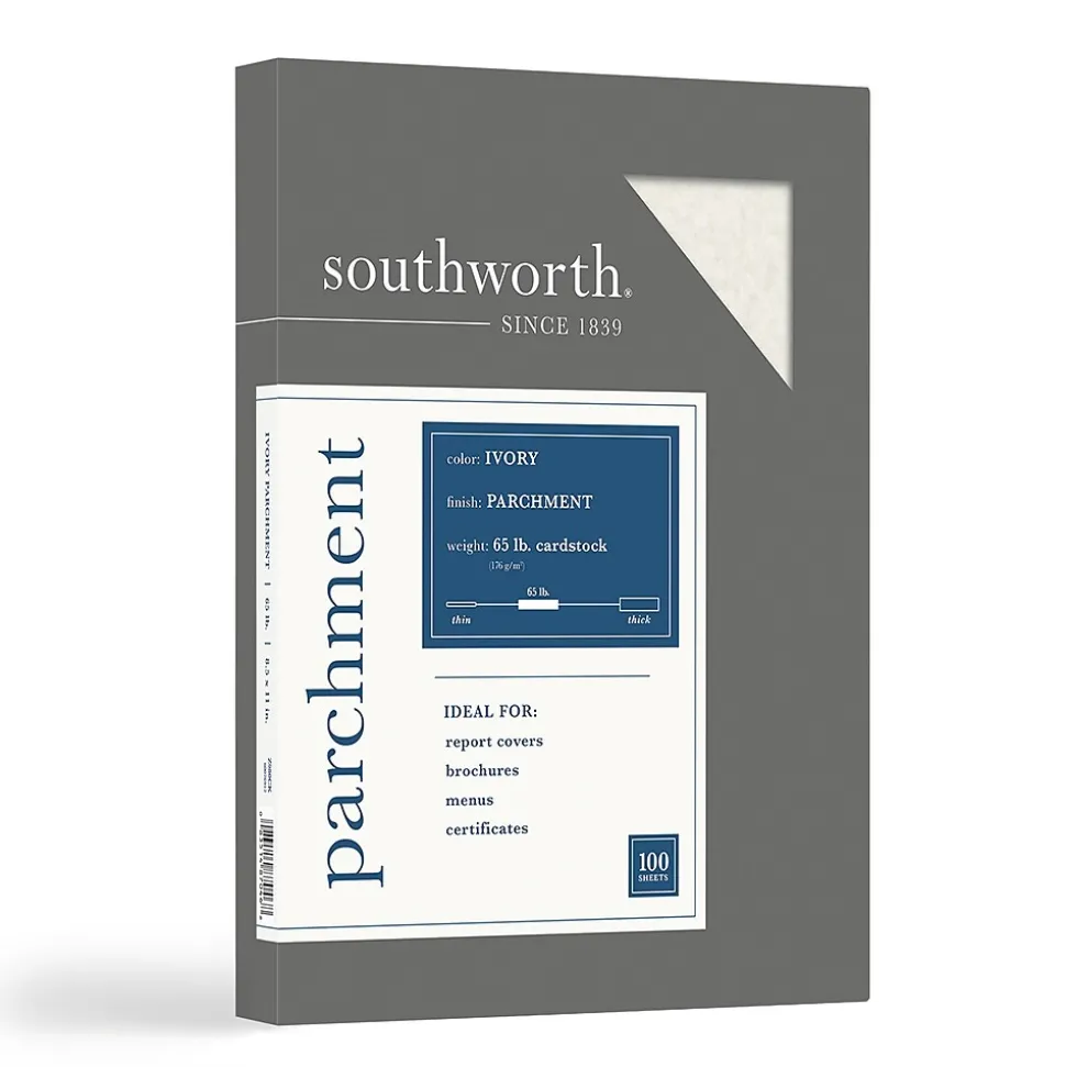 Southworth 8.5" x 11" Specialty Paper, 65 lbs., 100 Brightness, 100/Box (Z980CK)
