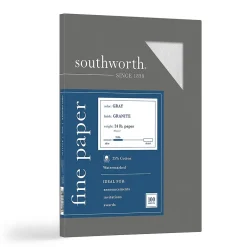 Southworth Granite Specialty Paper, 8.5" x 11", 24 lb., Smooth Finish, Gray, 100 Sheets/Box (P914CK)