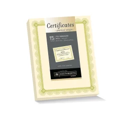 Southworth Premium Spiro Design Certificates, 8.5" x 11", Ivory/Gold, 15/Pack (CTP2V)