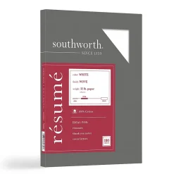 Southworth Resume Paper, 8.5" x 11", 32 lb., Wove-Finish, White, 100 Sheets/Pack (RD18CF)