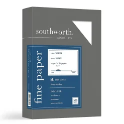 Southworth 8.5"W x 11"L Business Paper, 24 lbs., Wove Finish, 500/Box (14C)