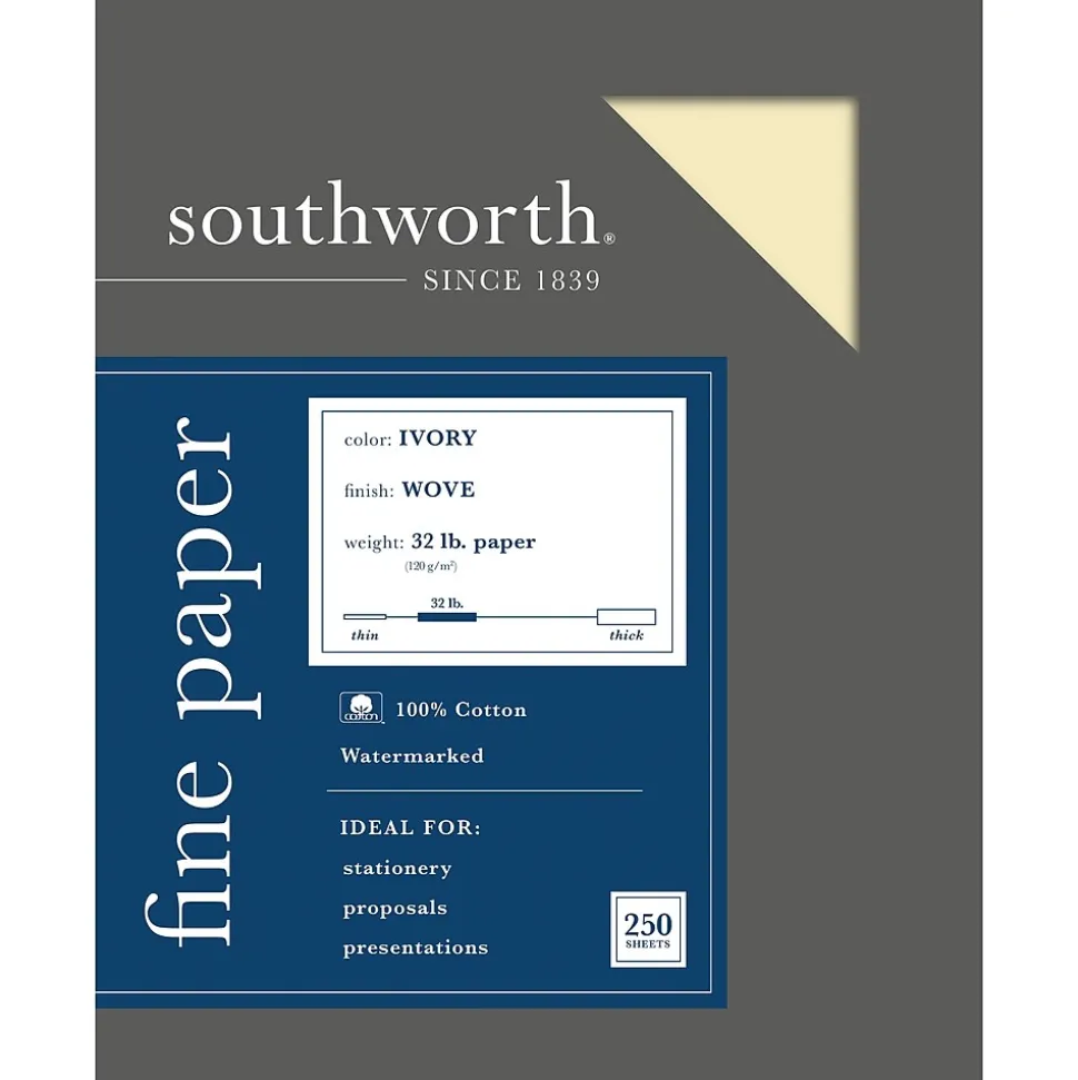 Southworth 8.5"W x 11"L Business Paper, 32 lbs, Wove Finish, 250/Box (JD18IC)