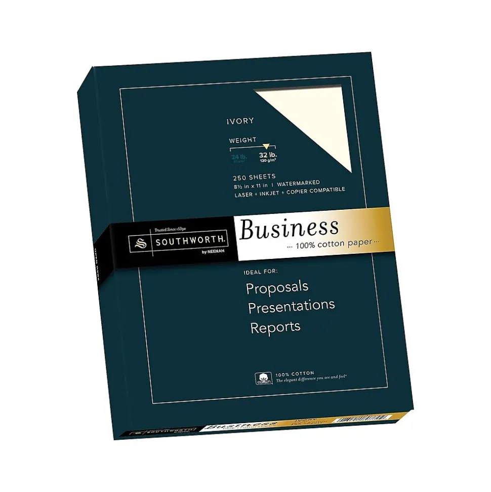 Southworth 8.5"W x 11"L Business Paper, 32 lbs, Wove Finish, 250/Box (JD18IC)