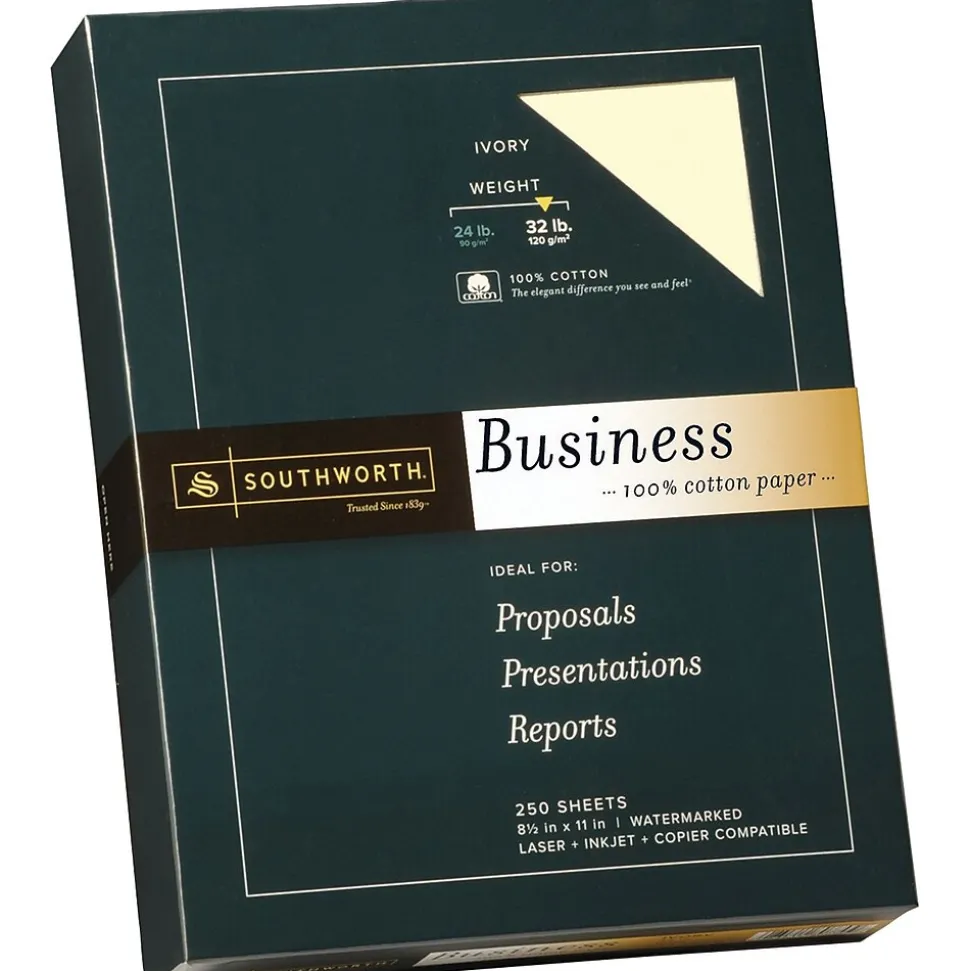 Southworth 8.5"W x 11"L Business Paper, 32 lbs, Wove Finish, 250/Box (JD18IC)