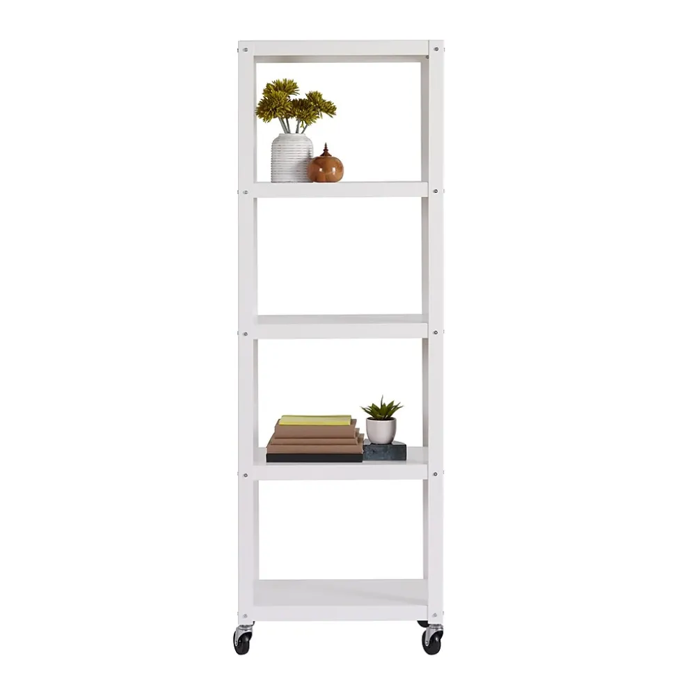 Space Solutions Ready-to-assemble 72-inch High Mobile 5-Shelf Bookcase, White