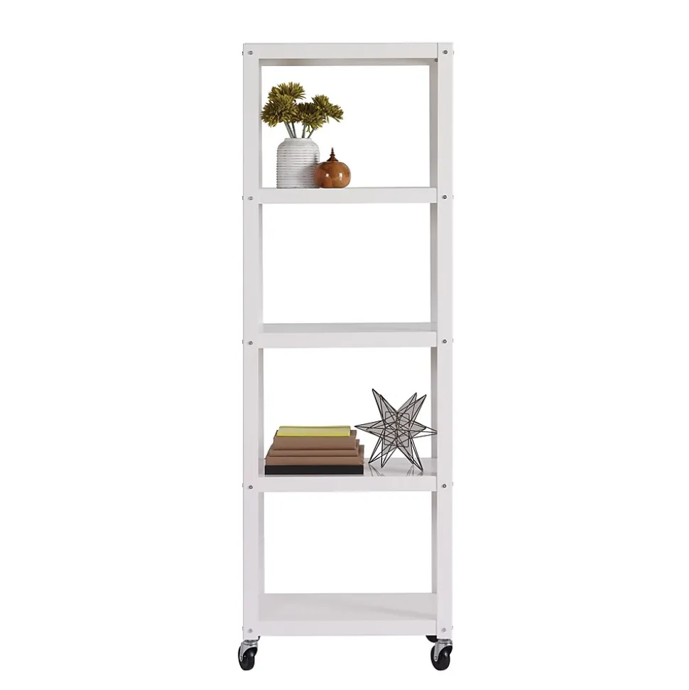 Space Solutions Ready-to-assemble 72-inch High Mobile 5-Shelf Bookcase, White