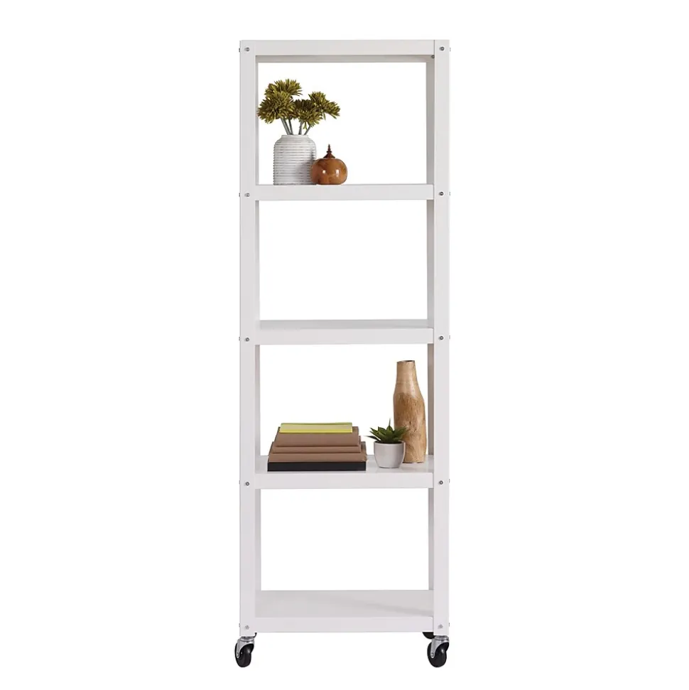 Space Solutions Ready-to-assemble 72-inch High Mobile 5-Shelf Bookcase, White