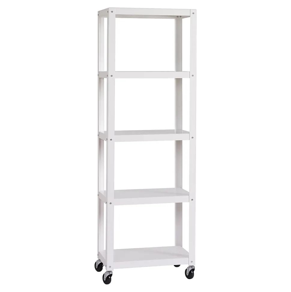 Space Solutions Ready-to-assemble 72-inch High Mobile 5-Shelf Bookcase, White