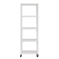 Space Solutions Ready-to-assemble 72-inch High Mobile 5-Shelf Bookcase, White