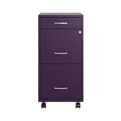 Space Solutions SOHO Organizer 3-Drawer Mobile Vertical File Cabinet, Letter Size, Lockable, Midnight Purple (25285)