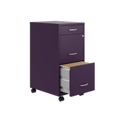 Space Solutions SOHO Organizer 3-Drawer Mobile Vertical File Cabinet, Letter Size, Lockable, Midnight Purple (25285)