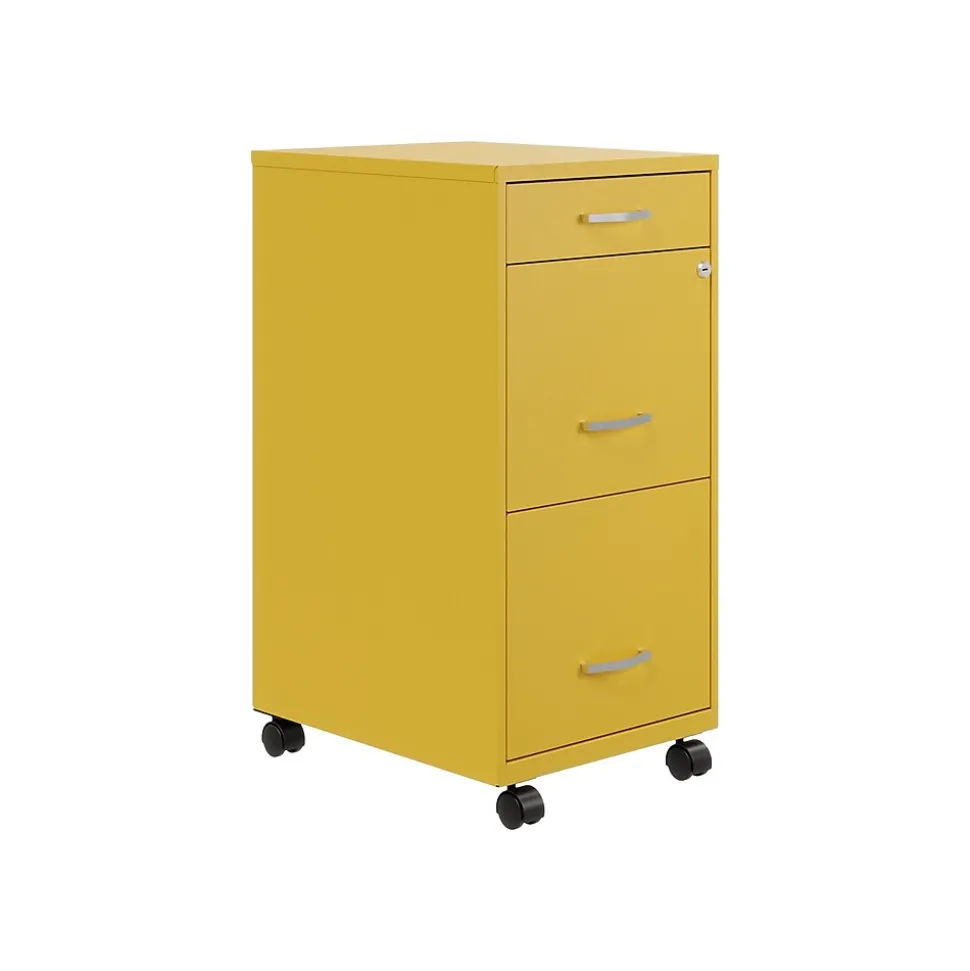 Space Solutions SOHO Organizer 3-Drawer Mobile Vertical File Cabinet, Letter Size, Lockable, Goldfinch (25284)