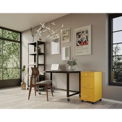 Space Solutions SOHO Organizer 3-Drawer Mobile Vertical File Cabinet, Letter Size, Lockable, Goldfinch (25284)