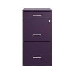 Space Solutions SOHO Organizer 3-Drawer Vertical File Cabinet, Letter Size, Lockable, Midnight Purple (25281)