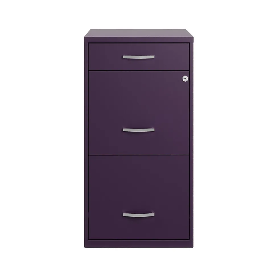 Space Solutions SOHO Organizer 3-Drawer Vertical File Cabinet, Letter Size, Lockable, Midnight Purple (25281)