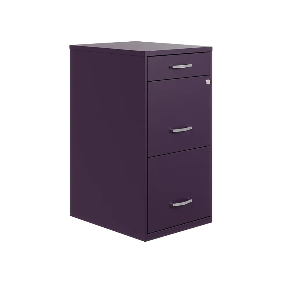 Space Solutions SOHO Organizer 3-Drawer Vertical File Cabinet, Letter Size, Lockable, Midnight Purple (25281)