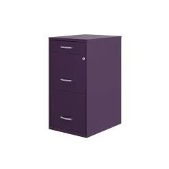 Space Solutions SOHO Organizer 3-Drawer Vertical File Cabinet, Letter Size, Lockable, Midnight Purple (25281)