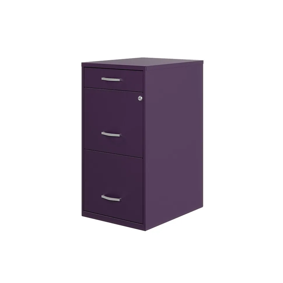 Space Solutions SOHO Organizer 3-Drawer Vertical File Cabinet, Letter Size, Lockable, Midnight Purple (25281)