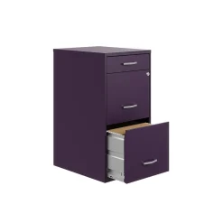 Space Solutions SOHO Organizer 3-Drawer Vertical File Cabinet, Letter Size, Lockable, Midnight Purple (25281)