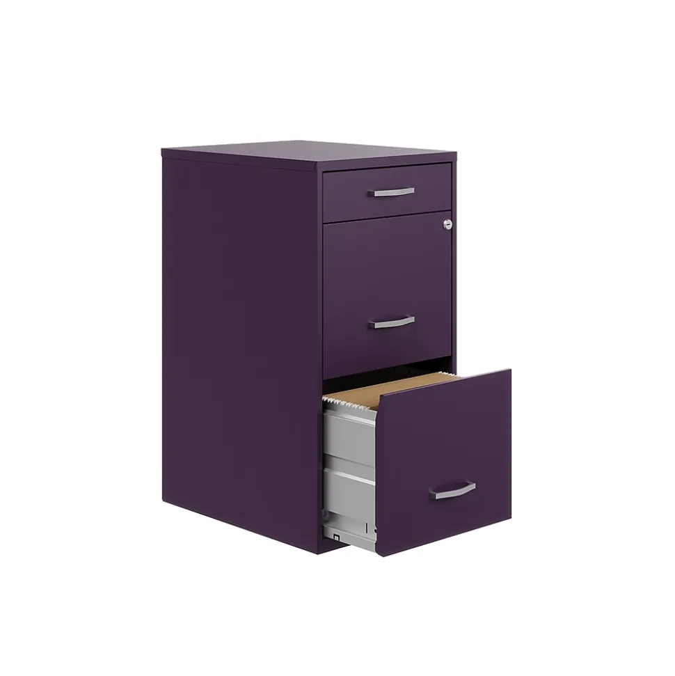 Space Solutions SOHO Organizer 3-Drawer Vertical File Cabinet, Letter Size, Lockable, Midnight Purple (25281)