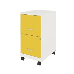 Space Solutions SOHO Smart File 2-Drawer Mobile Vertical File Cabinet, Letter Size, Lockable, Pearl White/Goldfinch (25337)