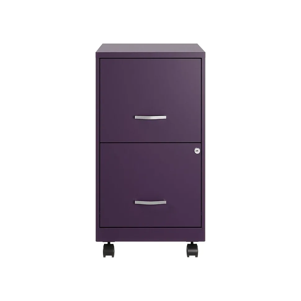 Space Solutions SOHO Smart File 2-Drawer Mobile Vertical File Cabinet, Letter Size, Lockable, Midnight Purple (25277)