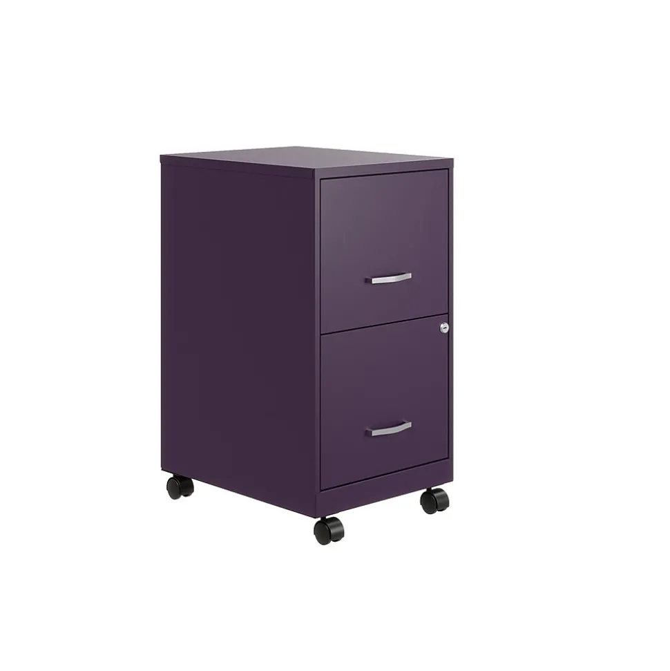 Space Solutions SOHO Smart File 2-Drawer Mobile Vertical File Cabinet, Letter Size, Lockable, Midnight Purple (25277)