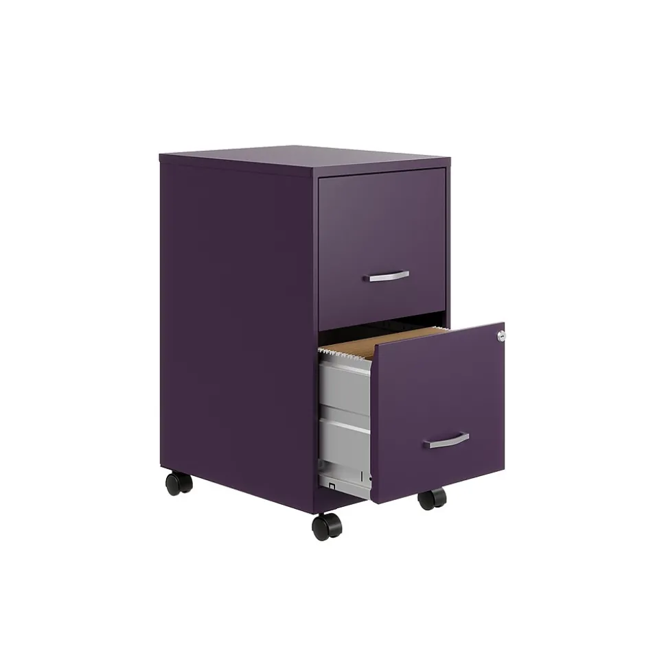 Space Solutions SOHO Smart File 2-Drawer Mobile Vertical File Cabinet, Letter Size, Lockable, Midnight Purple (25277)