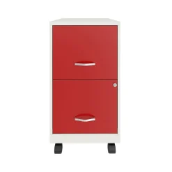 Space Solutions SOHO Smart File 2-Drawer Mobile Vertical File Cabinet, Letter Size, Lockable, Pearl White/Lava Red (25334)