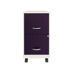 Space Solutions SOHO Smart File 2-Drawer Mobile Vertical File Cabinet, Letter Size, Lockable, Pearl White/Midnight Purple(25336)