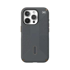 Speck Presidio 2 Grip MagSafe ClickLock Phone Case for iPhone 15 Pro, Charcoal Gray/Cool Bronze (150447-3212)