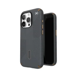 Speck Presidio 2 Grip MagSafe ClickLock Phone Case for iPhone 15 Pro, Charcoal Gray/Cool Bronze (150447-3212)
