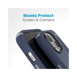 Speck Presidio 2 Grip MagSafe ClickLock Phone Case for iPhone 15, Coastal Blue/Dust Gray (150439-3206)