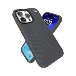 Speck Presidio 2 Grip MagSafe ClickLock Phone Case for iPhone 15 Pro Max, Charcoal Gray/Cool Bronze (150463-3212)