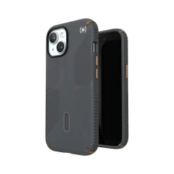 Speck Presidio 2 Grip MagSafe ClickLock Phone Case for iPhone 15, Charcoal Gray/Cool Bronze (150439-3212)